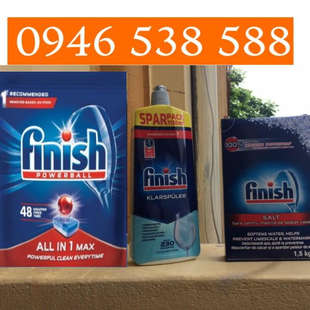 Combo 48 Viên rửa bát Finish all in 1 + Muối Finish 1.5kg + Nước làm bóng finish 1150ml