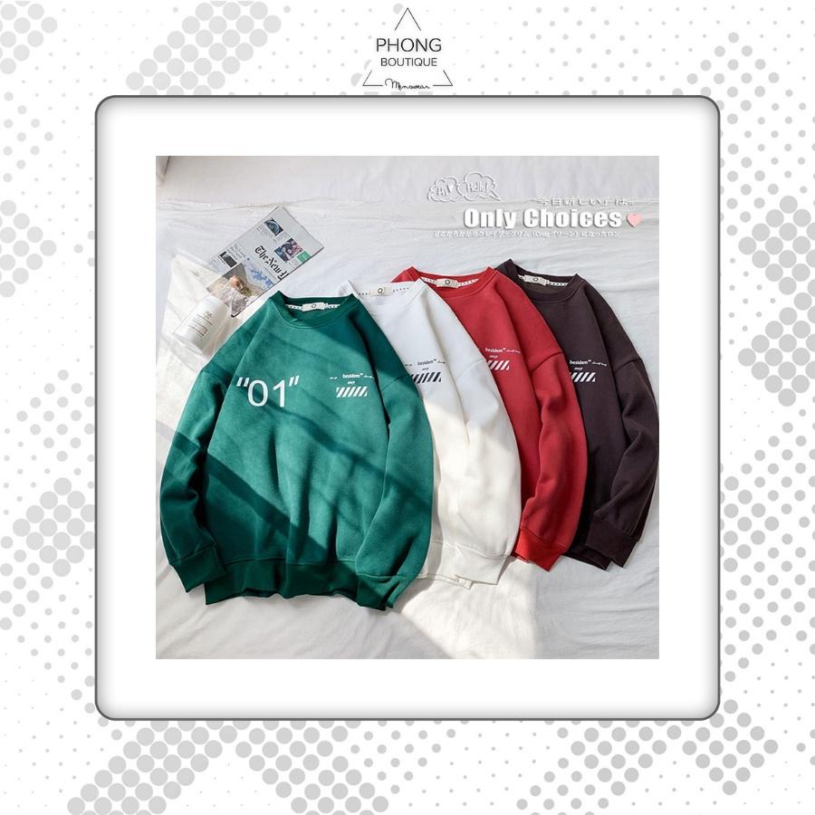 Áo dài tay Love Wind NỈ BÔNG Unisex Phong Boutique Basic Sweater Ulzzang cặp đôi nam nữ form rộng oversize Hàn Quốc