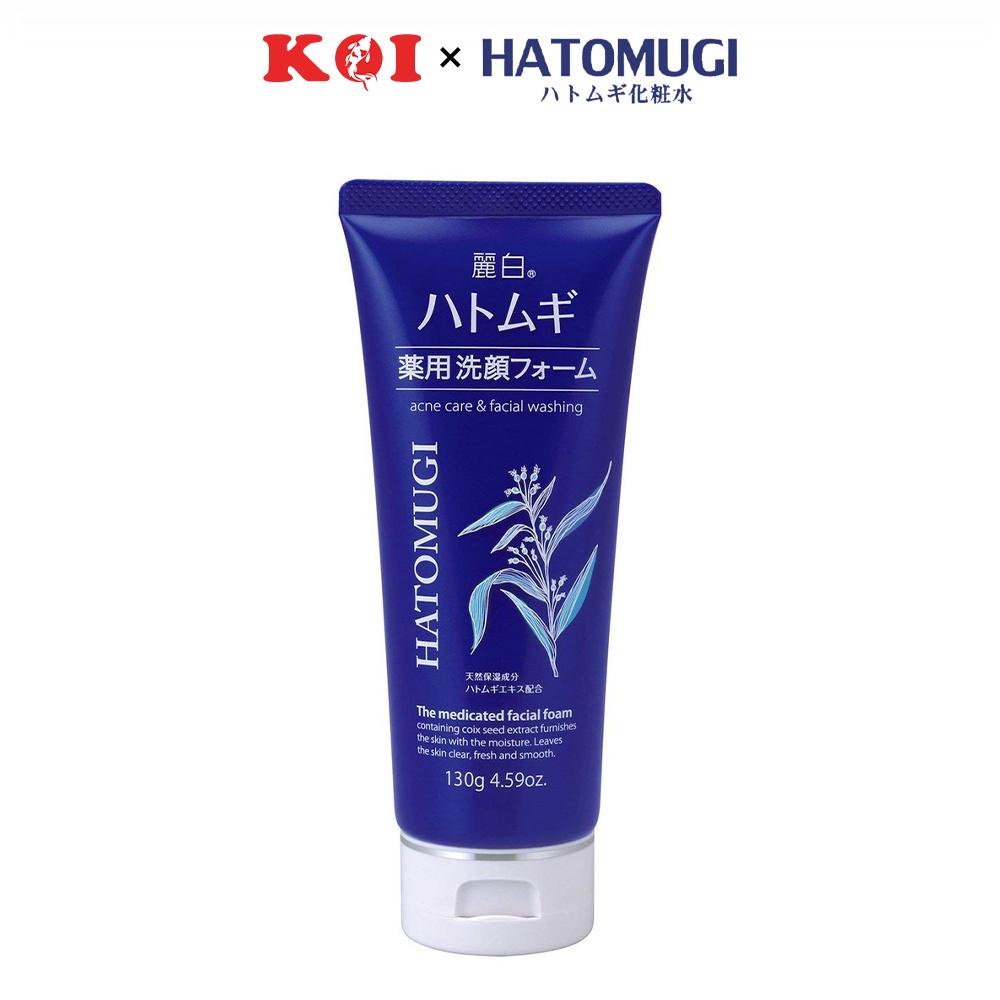 Sữa rửa mặt ngừa mụn, dưỡng ẩm và làm sáng da Hatomugi The Medicated Facial Foam 130g (xanh)