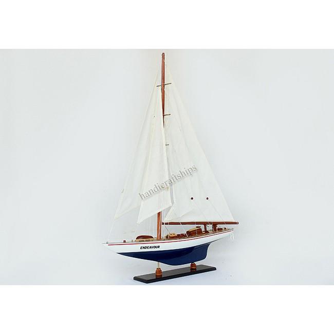 Thuyền buồm Endeavour Trắng - Xanh dương 50cm