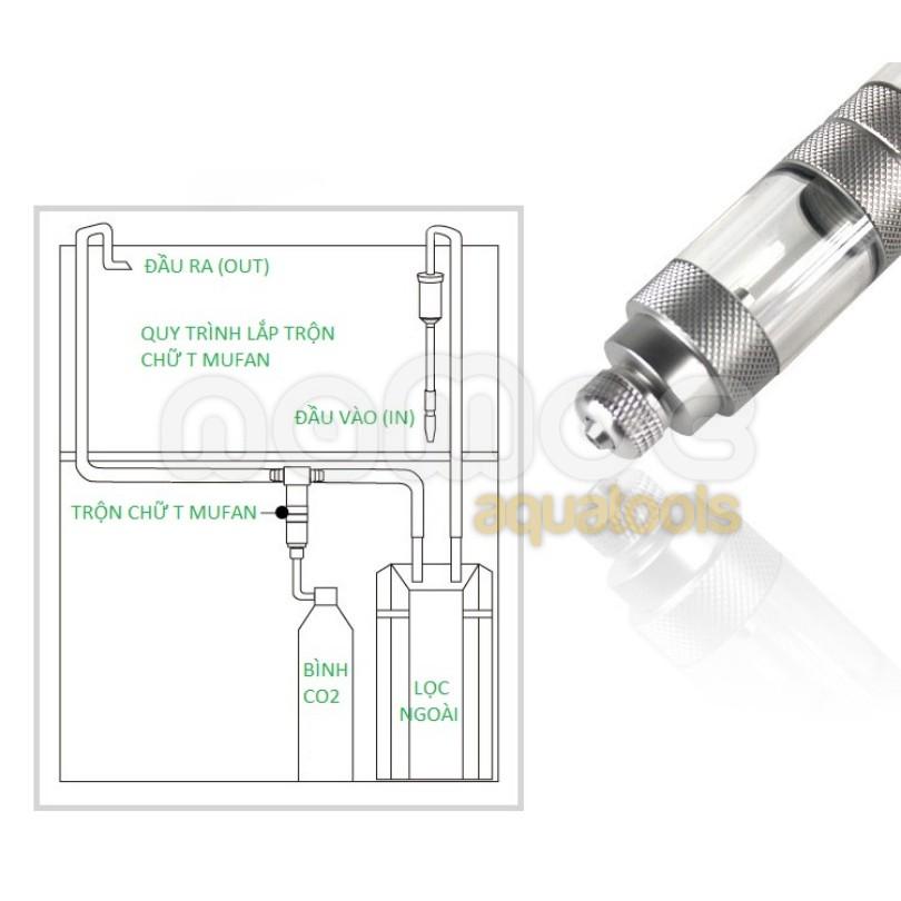 Trộn CO2 MUFAN Trộn Chữ T MUFAN Trộn CO2 Dạng Sứ Có Tích Hợp Đếm Giọt - Giúp Hoà Tan CO2 Hiệu Quả Cho Bể Thuỷ Sinh