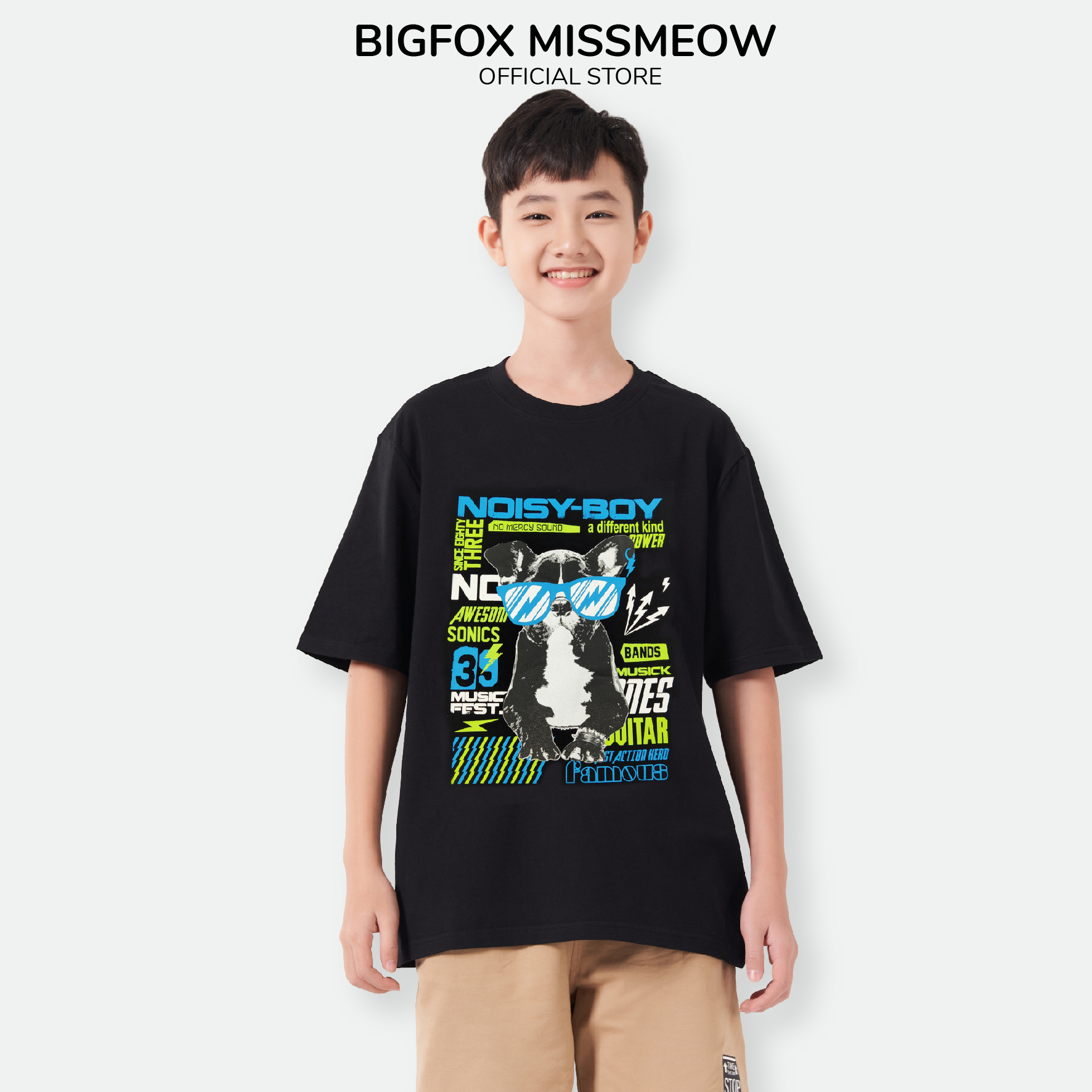 Áo Bé Trai Size Đại Bigfox, Áo Phông Trẻ Em Dáng Rộng In NOISY BOY 12-15, Chất Cotton