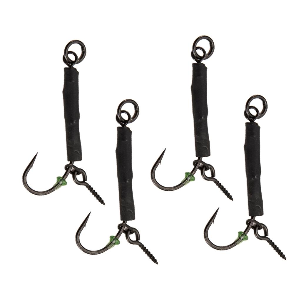 4pcs Fishing Ronnie Rigs Carp Fishing Spinner Rigs Assist Hooks 04 barbed