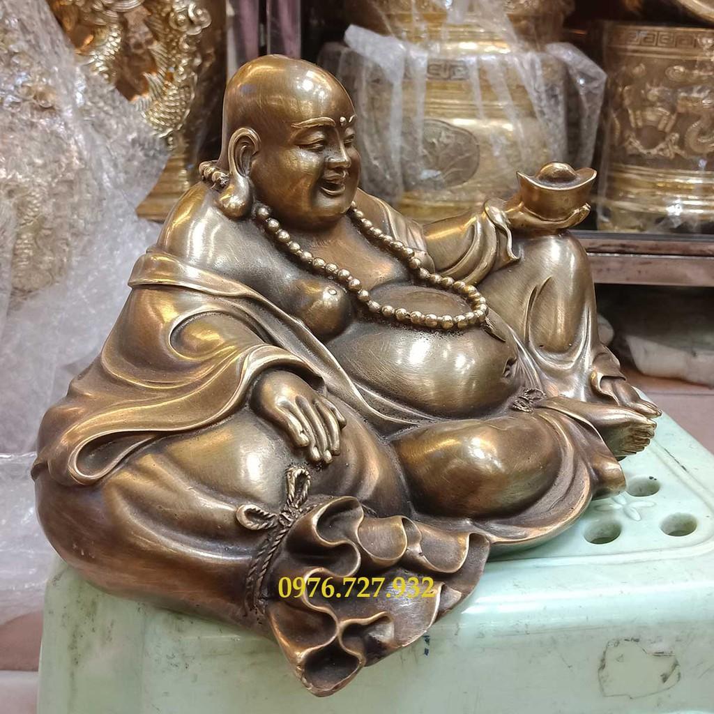 Tượng phật di lạc đồng vàng dài 27cm, bán tượng dilac bằng đồng