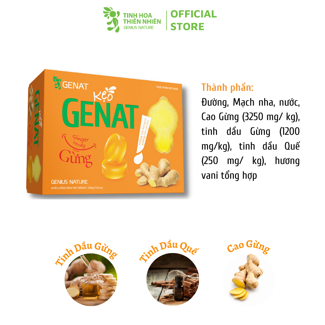 Kẹo Genat Gừng (Hộp 100 viên) - Giao 2H HCM