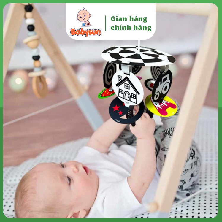 Đồ chơi treo nôi đen trắng cho bé, bộ kích thích thị giác cho trẻ sơ sinh hiệu quả có kẹp dễ dàng sử dụng