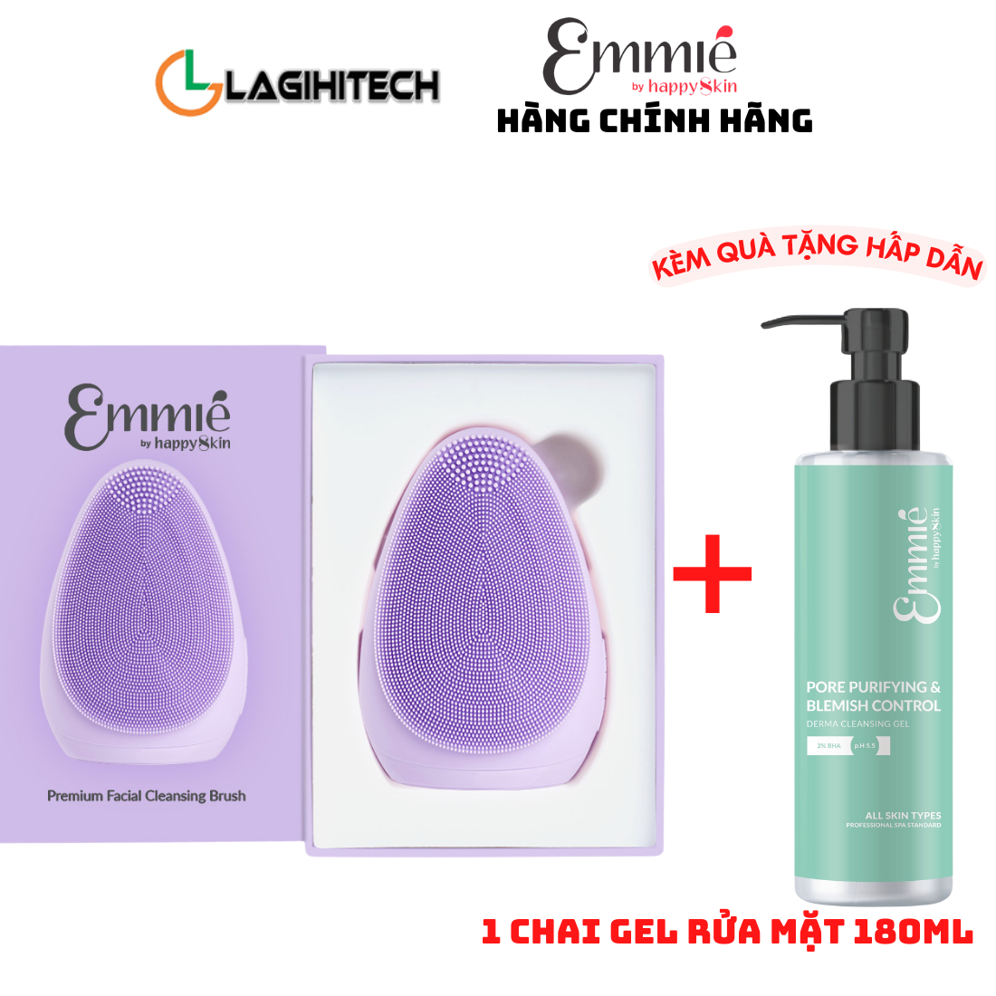 Máy Rửa Mặt Emmié Premium Facial Cleansing Brush Làm Sạch Sâu Bảo Hành 12 Tháng - Hàng Chính Hãng