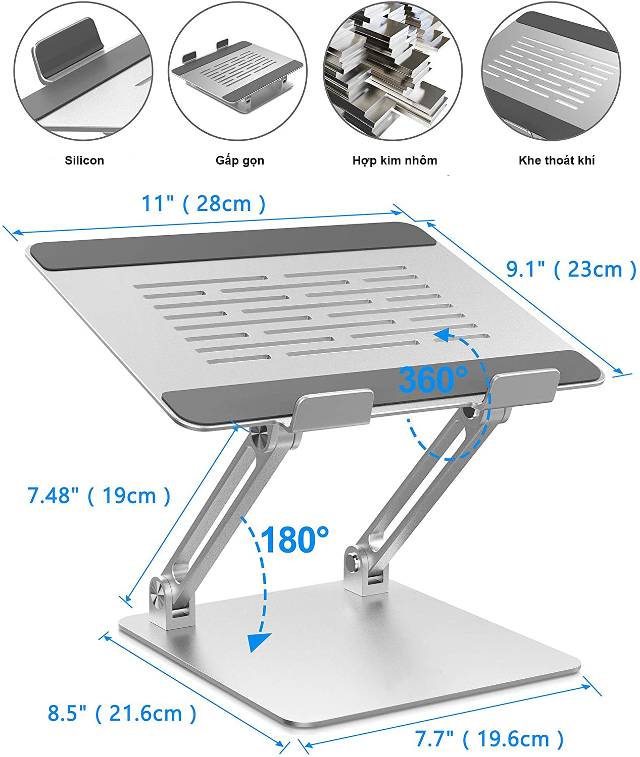 Giá Đỡ Máy Tính, Laptop, Macbook, iPad Hợp Kim Nhôm Cao Cấp. Hỗ Trợ Tản Nhiệt Chống Mỏi Cổ, Vai, Gáy.Gấp Gọn Tiện Lợi. Hàng Chính Hãng Tamayoko