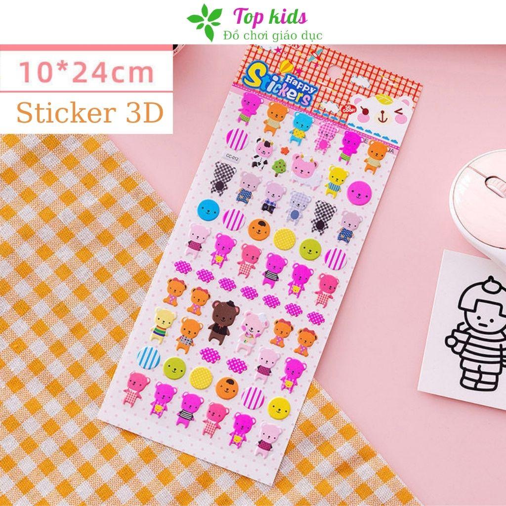 Sticker cute hình dán dễ thương nổi 3D kích thước 24 x10cm nhiều mẫu đa dạng cho bé trai bé gái - TOPKIDS