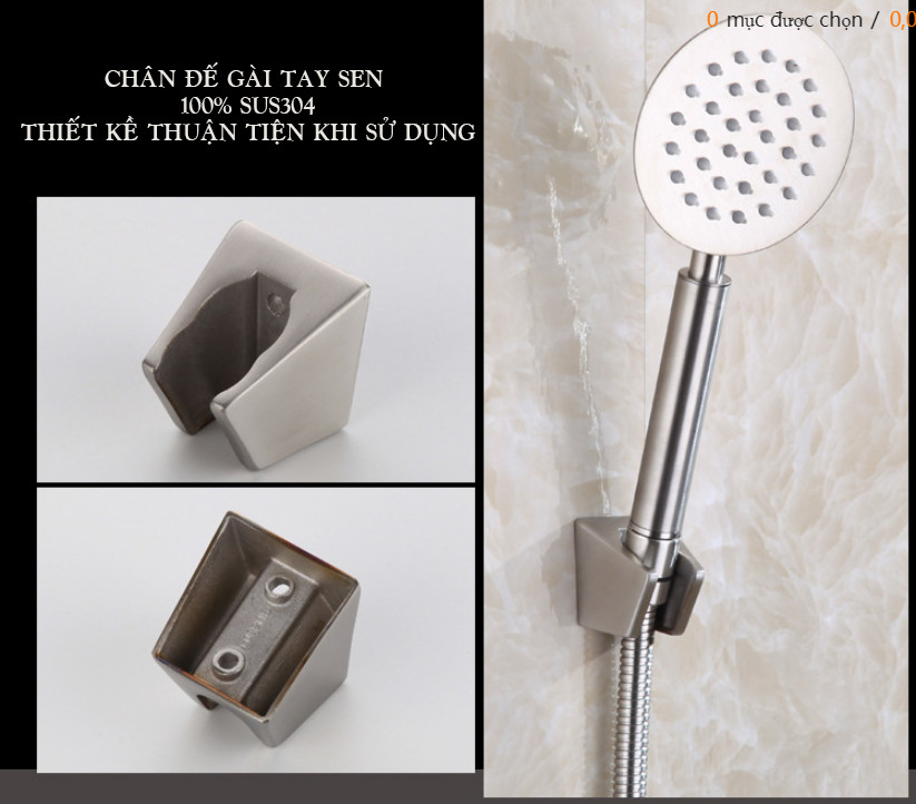 Bộ sen tắm nóng lạnh inox 304 - Bao gồm củ sen, bát sen, dây cấp nước và phụ kiện