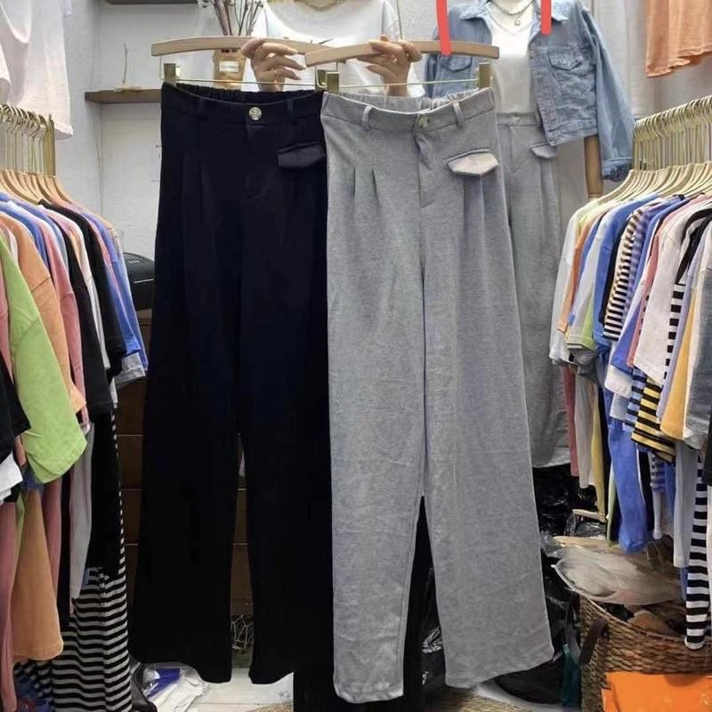 Quần nỉ da cá dáng xuông kèm nắp túi giả hàng Quảng Châu Lyn Closet Q160L