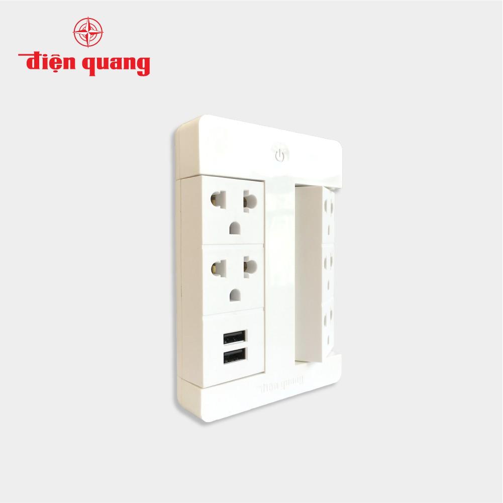 Ổ cắm Xoay Thông Minh Điện Quang Apollo ĐQ SPS1.1 05 USB WiFi (Kiểu ổ cắm xoay, 5 lỗ 3 chấu, 2 lỗ USB, sử dụng Wifi)