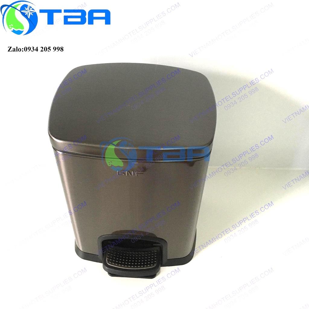 Thùng rác GNF 5L màu đen đạp chân hình chữ nhật nhập khẩu cao cấp