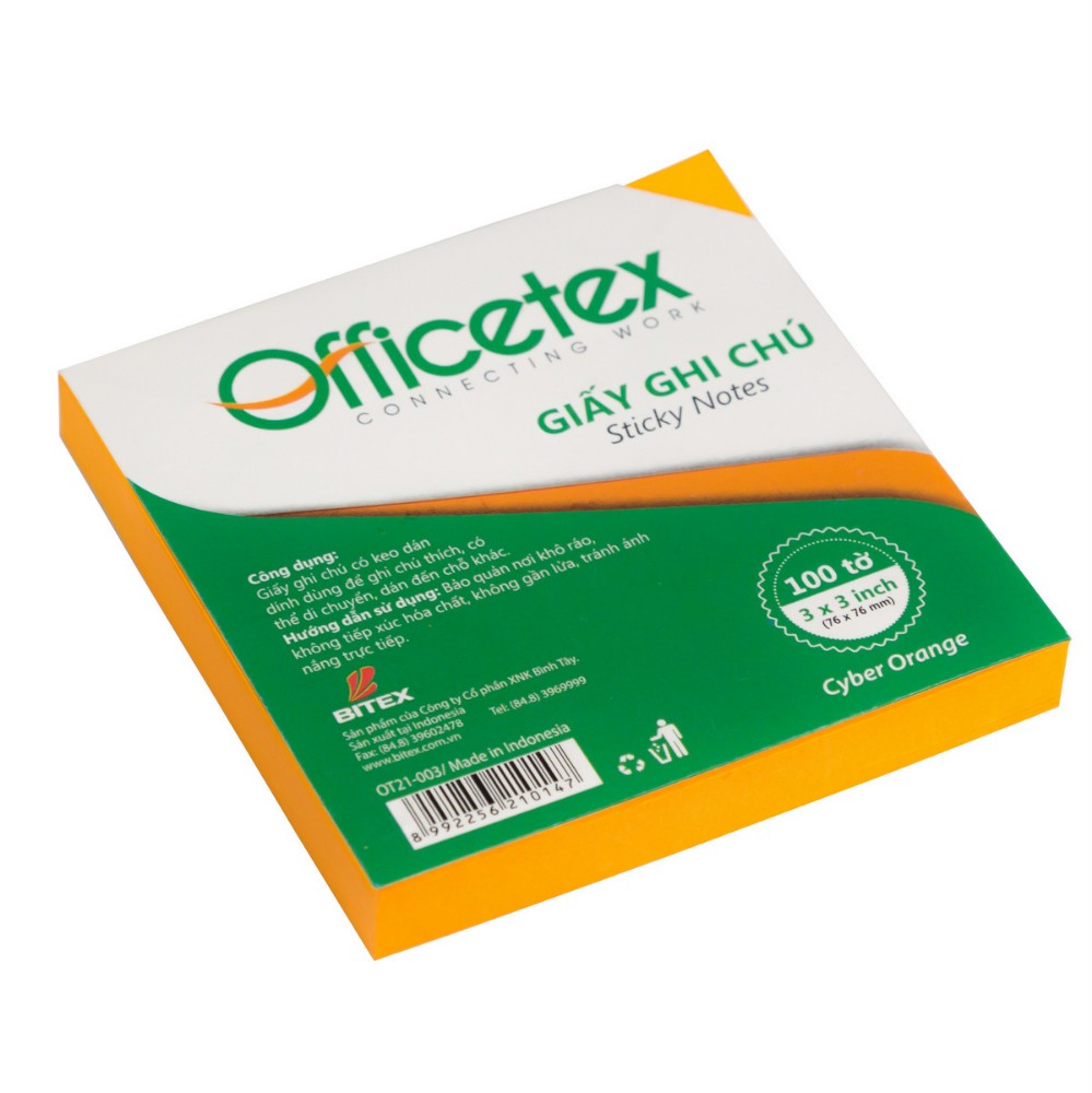 Giấy ghi chú Officetex 3 x 3 dạ quang nhiều màu