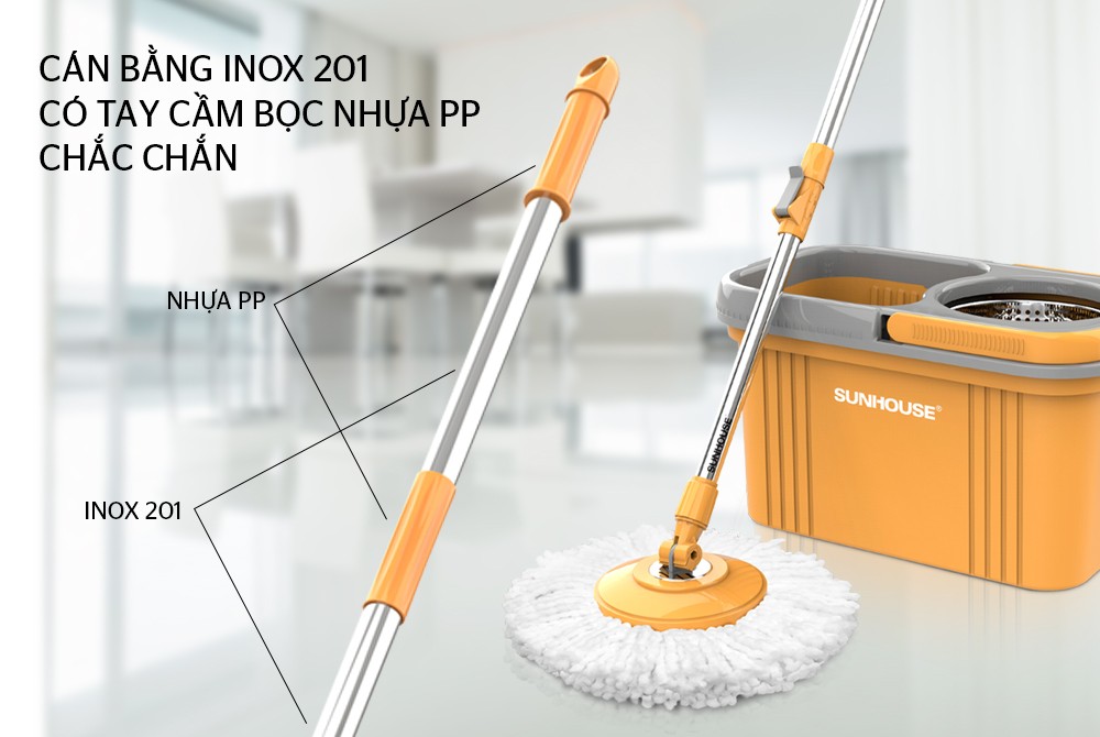 Cây lau nhà xoay 360 độ Sunhouse KS-MO350I - Hàng Chính Hãng