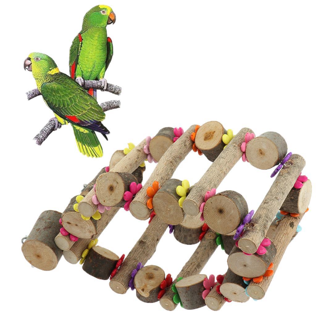 Natural Wood Bird Parrot Chew Toy Bird Cage Swing Toy Parrot Bird Ladder Toy