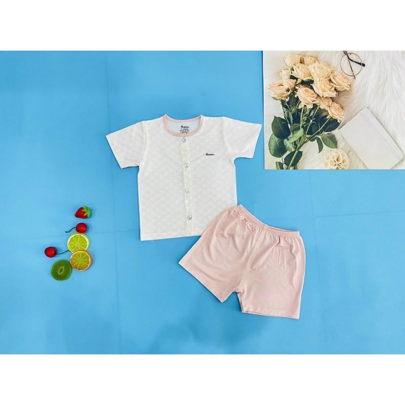 Bộ cài thẳng Avaler sợi tre kẻ cho bé từ sơ sinh đến 12-18m