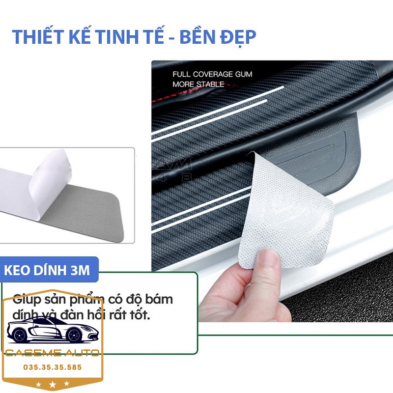 [SPORTS] Bộ 9 Miếng Dán Vân Carbon Chống Trầy Xước Bậc Cửa Ô Tô Dành Logo SPORTS - Hàng Chính Hãng