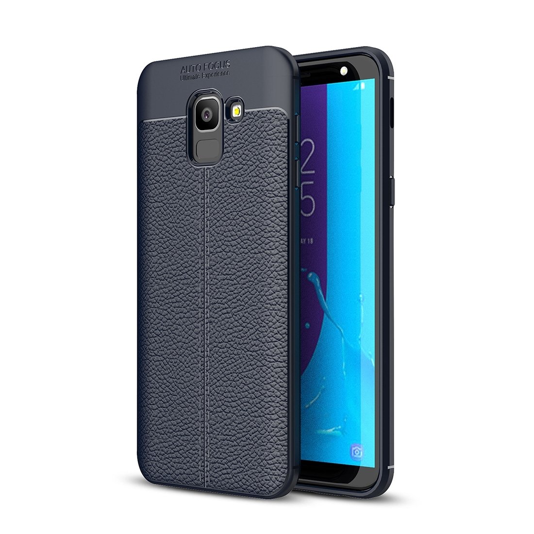 Ốp lưng Silicon Auto Focus giả da, chống sốc dành cho Samsung J6 - Hàng Chính Hãng