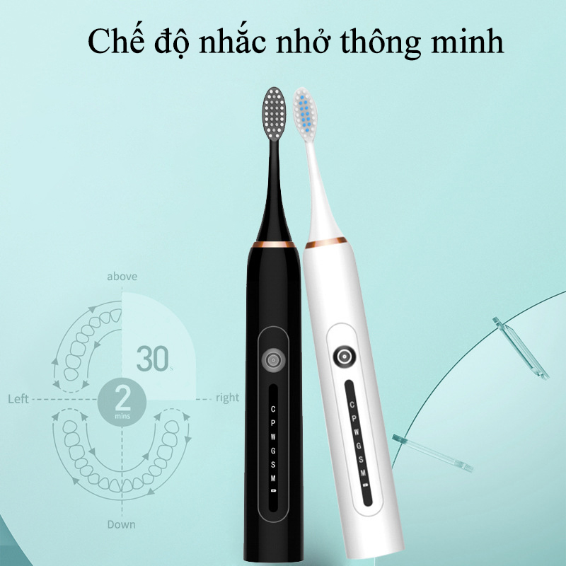 Bàn Chải Đánh Răng Điện Sonic X7 Cao Cấp Tẩy Trắng Răng Máy Đánh Răng Lông Mềm Cho Bé Tặng Đầu Chải