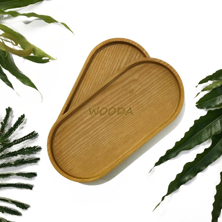 Khay gỗ hình Oval gỗ Tần Bì nguyên khối