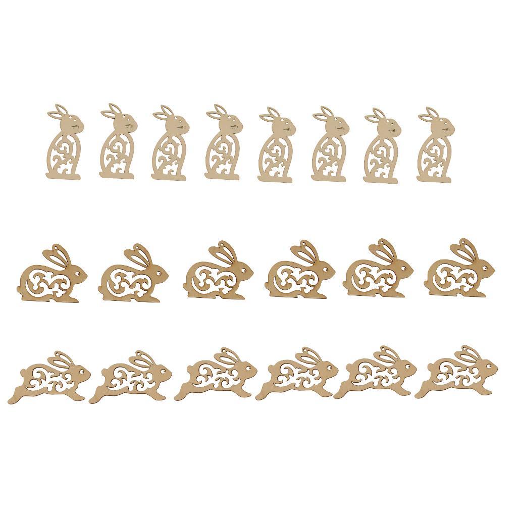 20 Pieces Unfinished Wood Hollow Rabbit Shape Wooden Pieces Embellishment for Kids Handmade Crafts 100mm