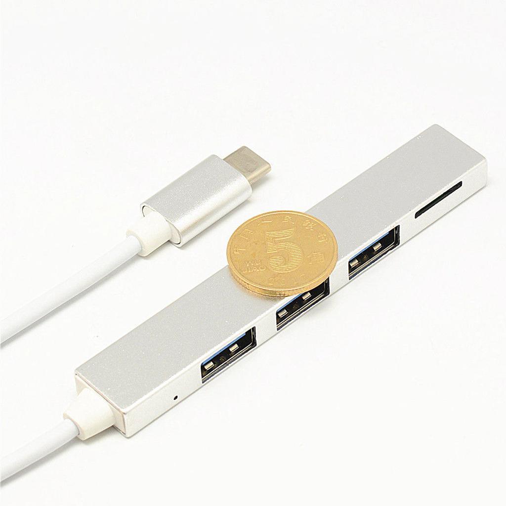1x Type C Hub OTG Adapter Hub Type C to 3 USB Port with Card Reader