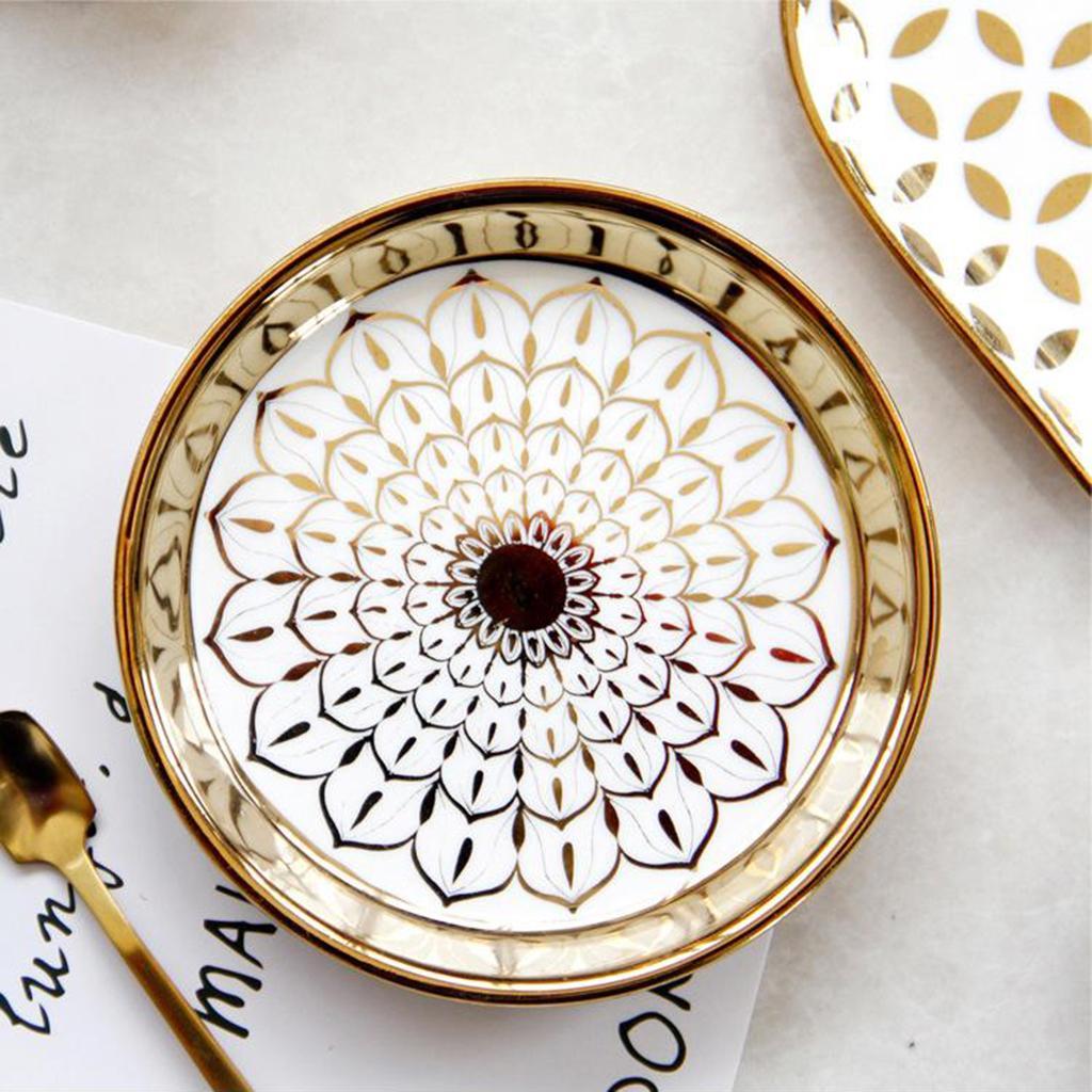 2Pcs Ceramic Dish Plate Jewelry Tray Kitchen Tableware Dish for Earrings