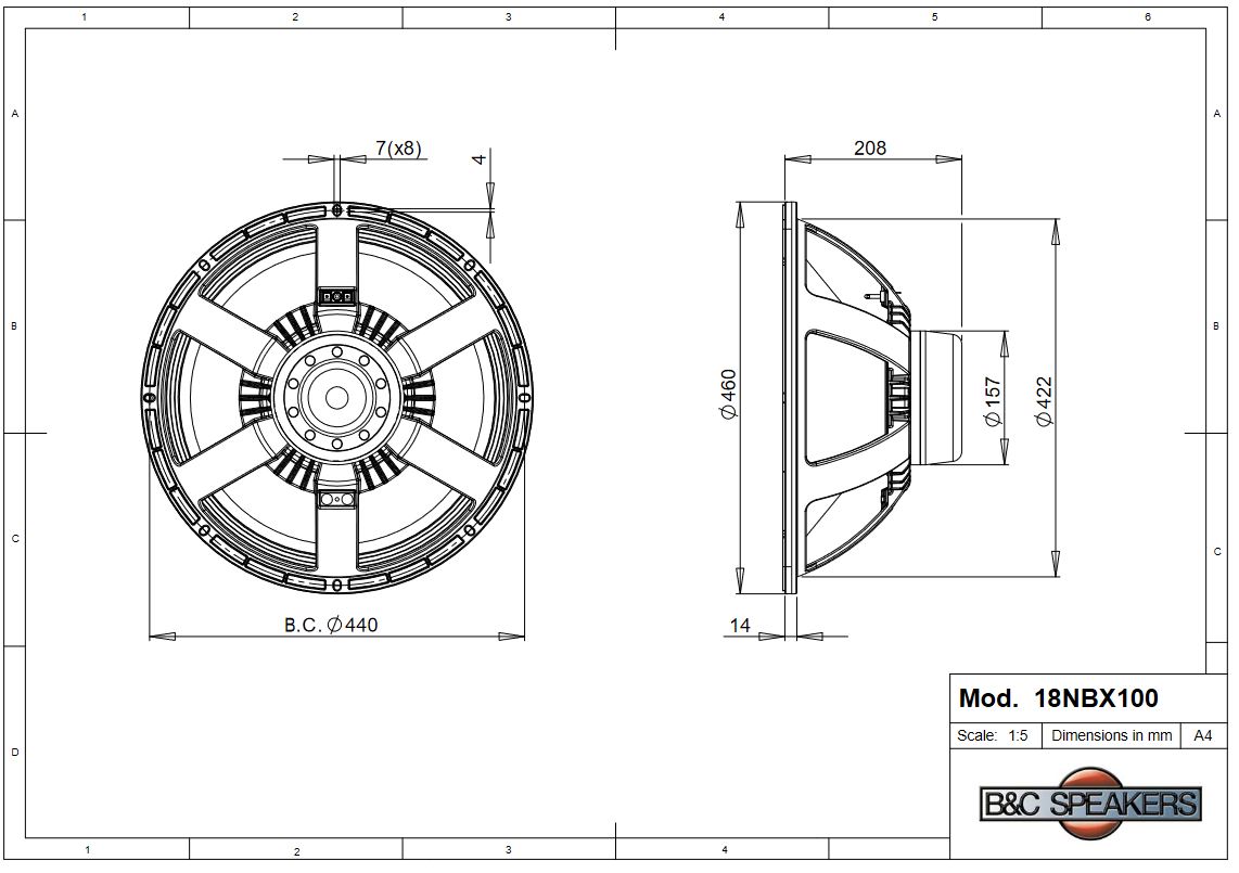 Loa rời Sub từ Neo 5 Tấc B&amp;C SPEAKERS - ITALIA 18NBX100 ( 1 cái)– Hàng Chính Hãng