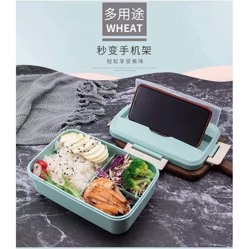 HỘP CƠM LÚA MẠCH 3 NGĂN KÈM ĐŨA THÌA INOX