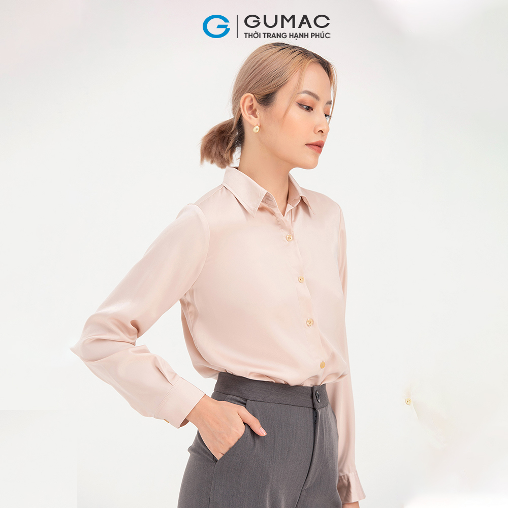 Áo sơ mi nữ GUMAC AB708 tay dài vải lụa mềm mại
