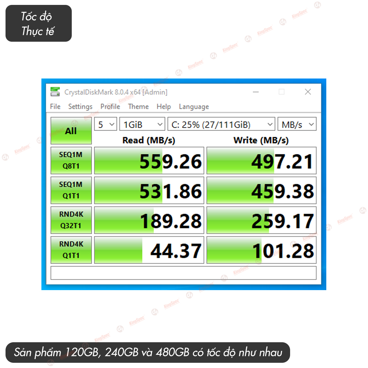 Ổ cứng SSD KingSpec 480GB cài sẵn Win 10 / SATA 2.5 - Hàng Chính Hãng