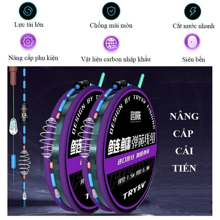 Bộ 2 Dây Trục Câu Đài Buộc Sẵn Cước Câu Cá Siêu Bền TR&V Tàng Hình Trong Nước Chất Lượng Cao DC22