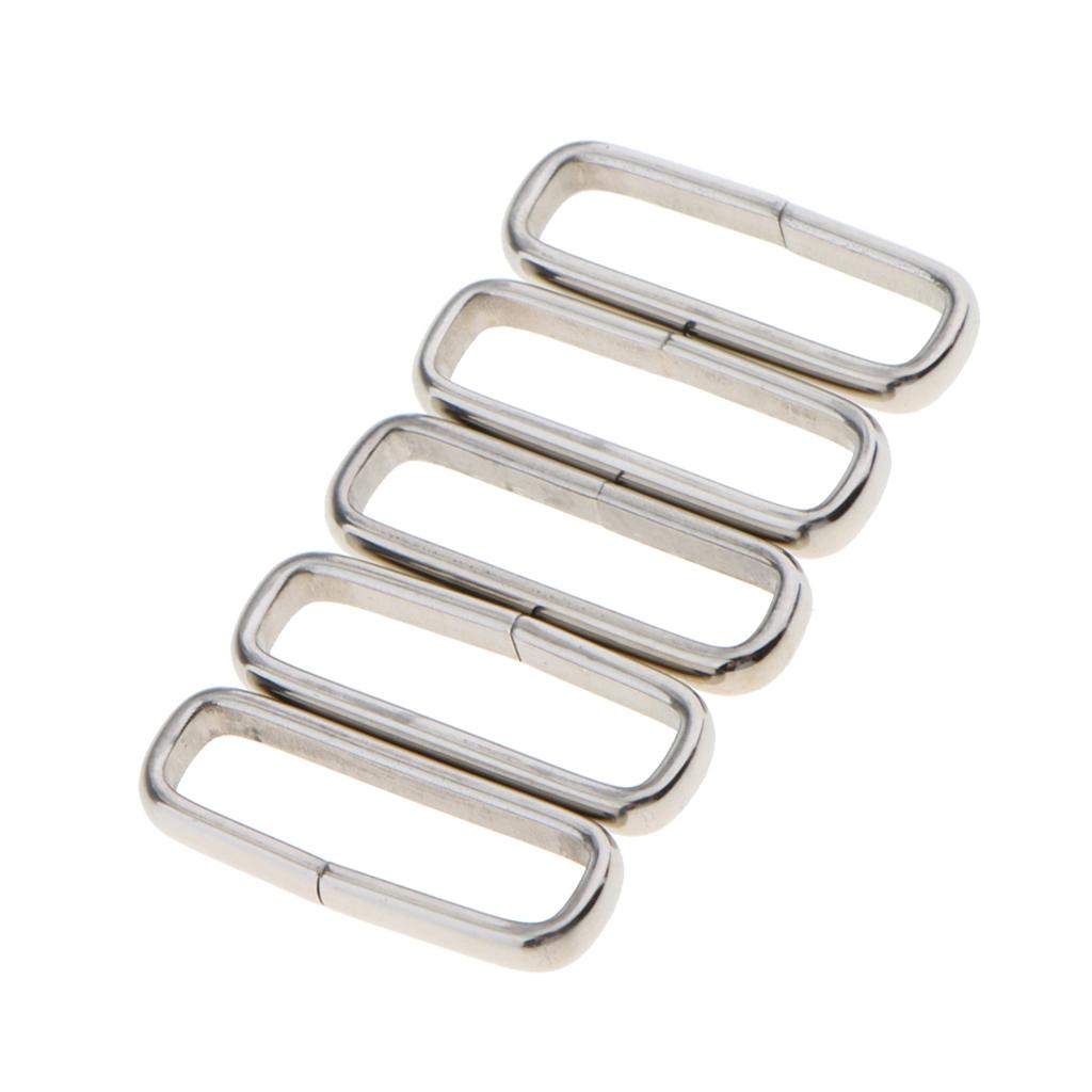 5 Pieces Silver Stainless Steel Rings Nylon Watch Band Strap Belt Buckle