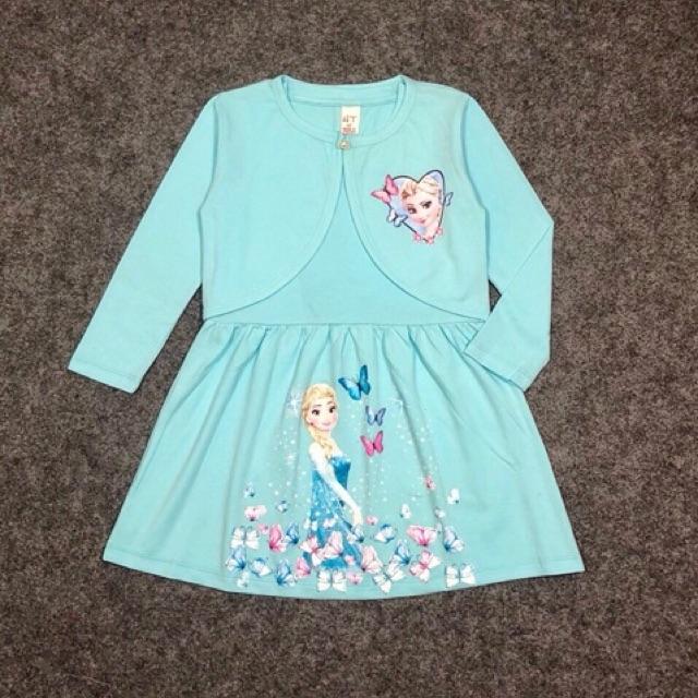 Đầm elsa bé gái 2-10y set váy sát nách + áo khoác mỏng