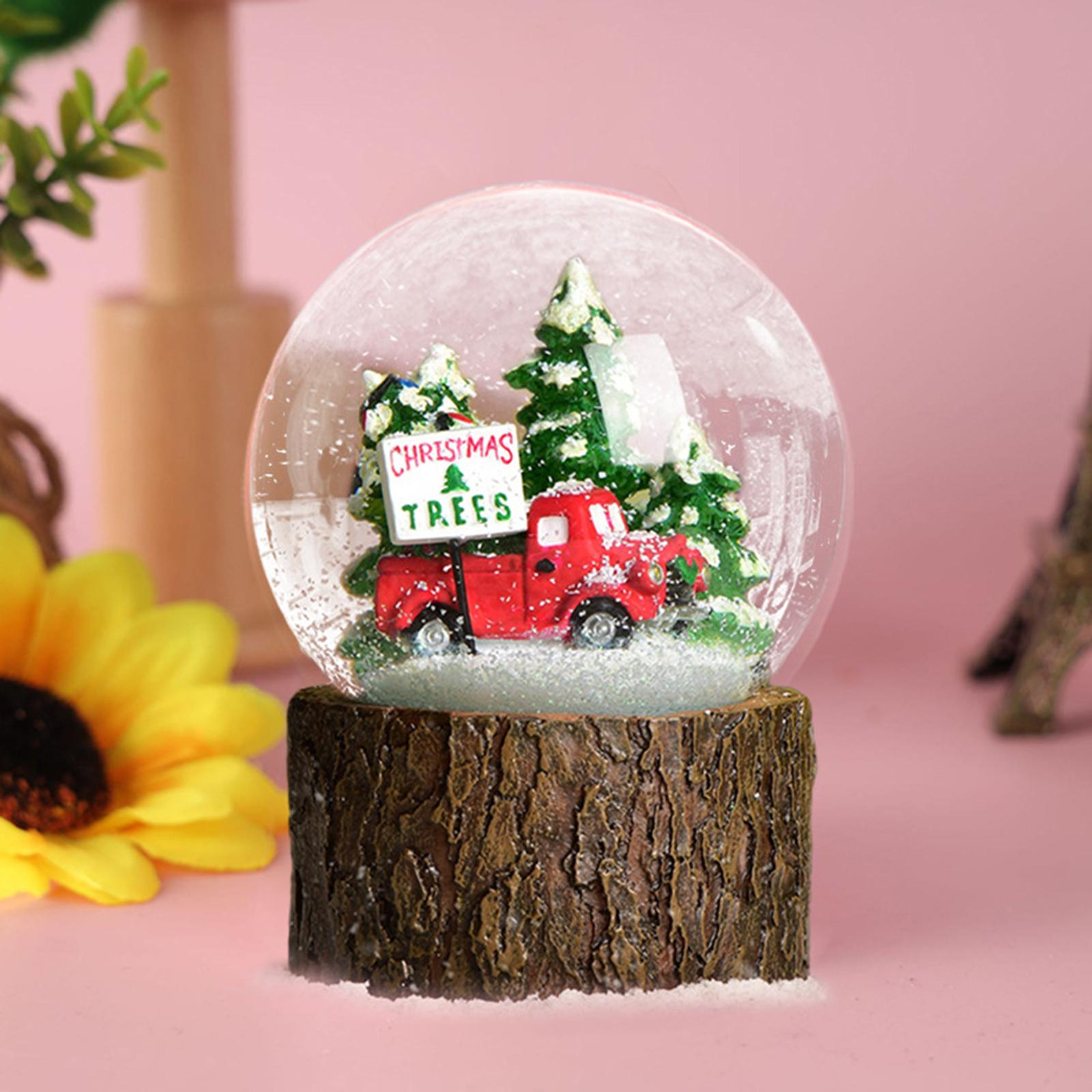 Christmas Gift Crystal Ball Music Box Automatic Snow Lighting Music Box Birthday Gift Resin Crafts Ornament