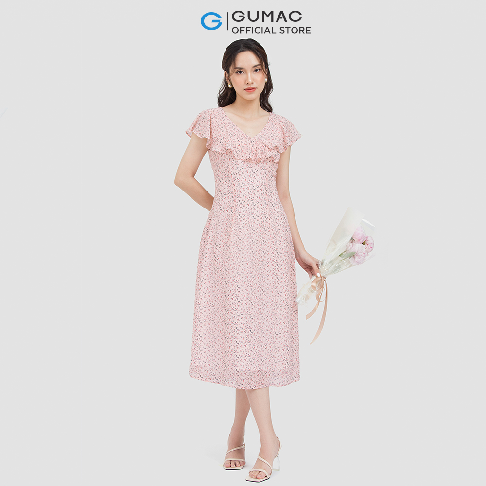 Đầm suông nữ GUMAC DC06069 maxi cổ bèo