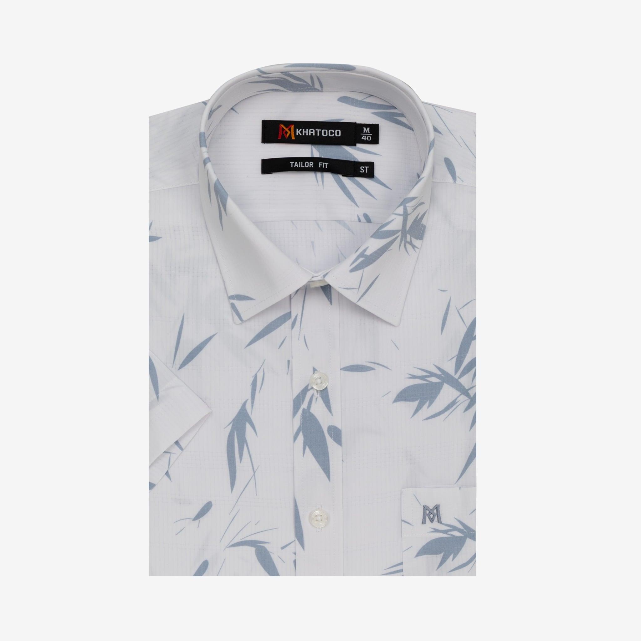 Áo sơ mi nam KHATOCO Tailor Fit ngắn tay A1MN518T2-CNIN727-2703-N