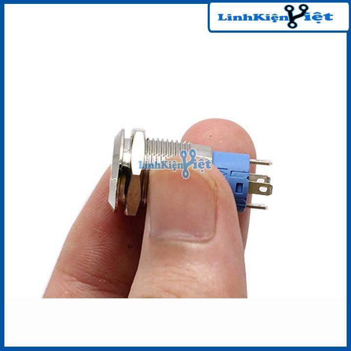 Nút Nhấn Đề Sắt Chống Nước Có Đèn Báo 12VDC-12mm Nhấn Giữ