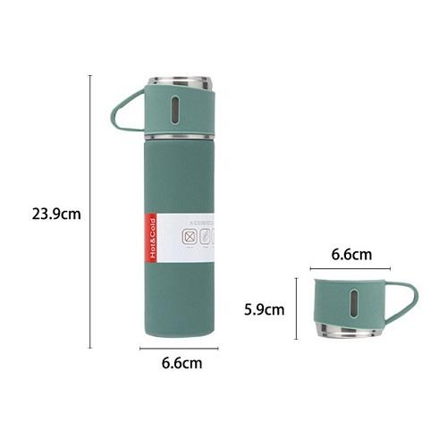 Bình Giữ Nhiệt Cao Cấp 500ml Lõi Inox 304 Tặng Kèm 2 Cốc Cách Nhiệt, Fullbox Làm Quà Tặng Sang Trọng
