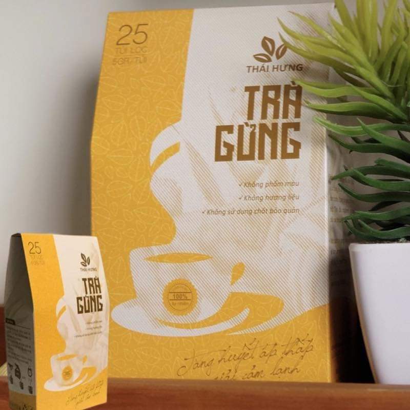Trà Gừng Thái Hưng Giải cảm lạnh tăng huyết áp thấp - Hộp 25 túi lọc x 5g