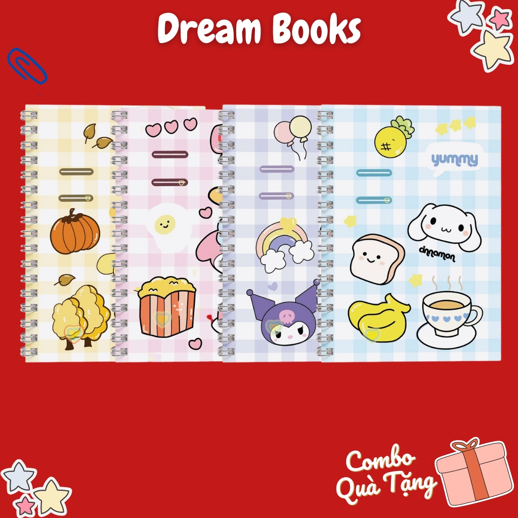 Sổ lò xo A5 ruột kẻ ngang TUANVIET BOOKS 200 trang chủ đề Yummy, phù hợp ghi chép, nhật kí