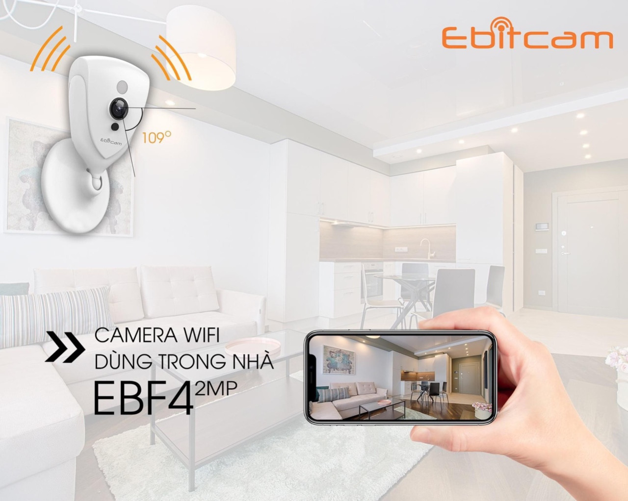 Camera Ip Wifi Ebitcam EBF4 2.0MPx Full HD 1080P + Thẻ Nhớ 32GB - Hàng Chính Hãng