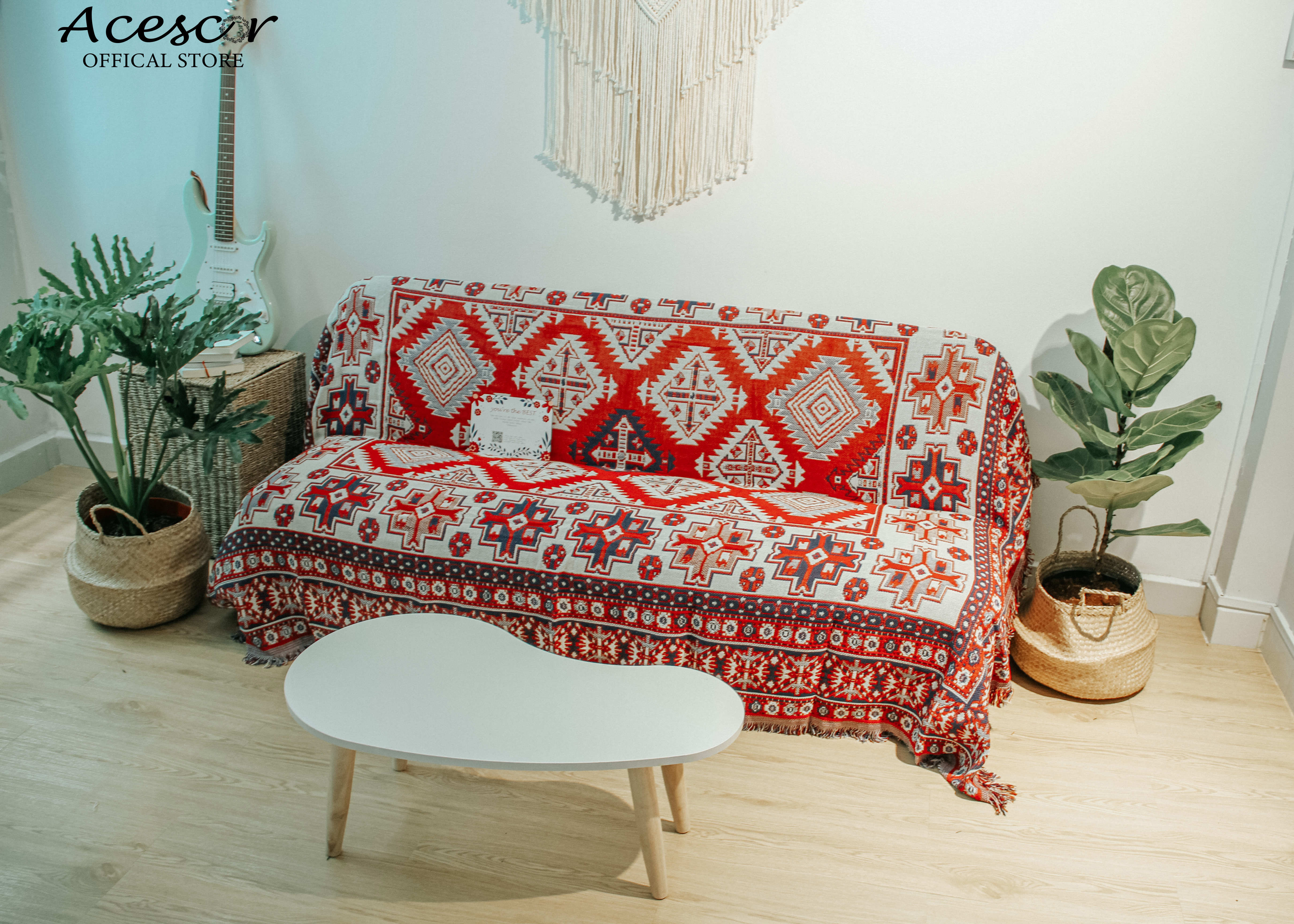 Thảm Chăn Thổ Cẩm, Vintage Phủ Sofa,Thảm Trải Sàn, Trải Bàn, Chăn Đắp TVT04 180x230 cm - Trang Trí Phòng Khách, Phòng Ngủ, Làm Quà Tặng Tân Gia, Sinh Nhật (Nội Thất)