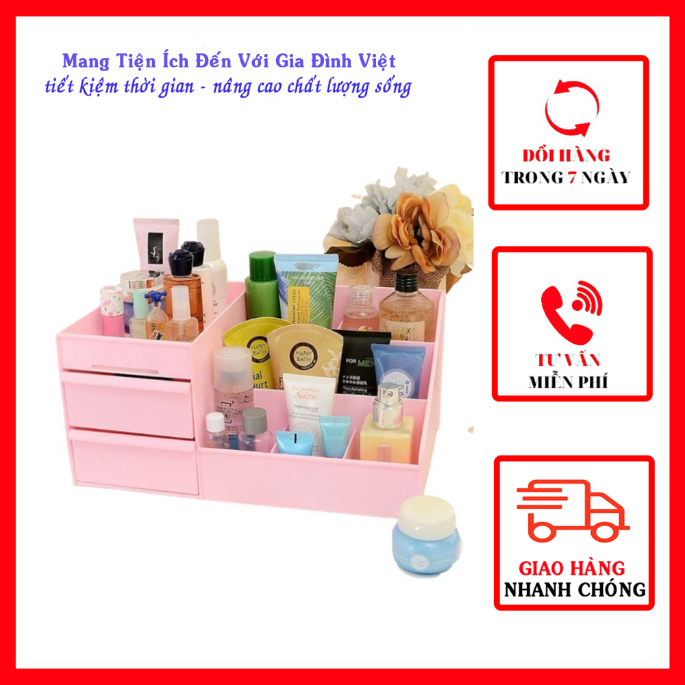 Kệ mỹ phẩm 2 ngăn kéo, nhựa cao cấp