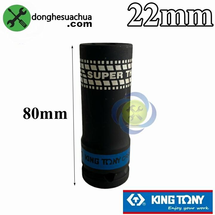 Tuýp 22mm đen dài mỏng Kingtony 441522M loại 1/2 có 6 cạnh