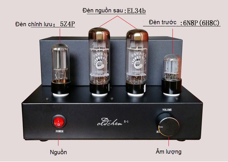 Ampli đèn EL34 X-1 hãng Oldchen công suất 8w/1 kênh chất âm mềm mại - chi tiết AnZ - Hàng Chính Hãng