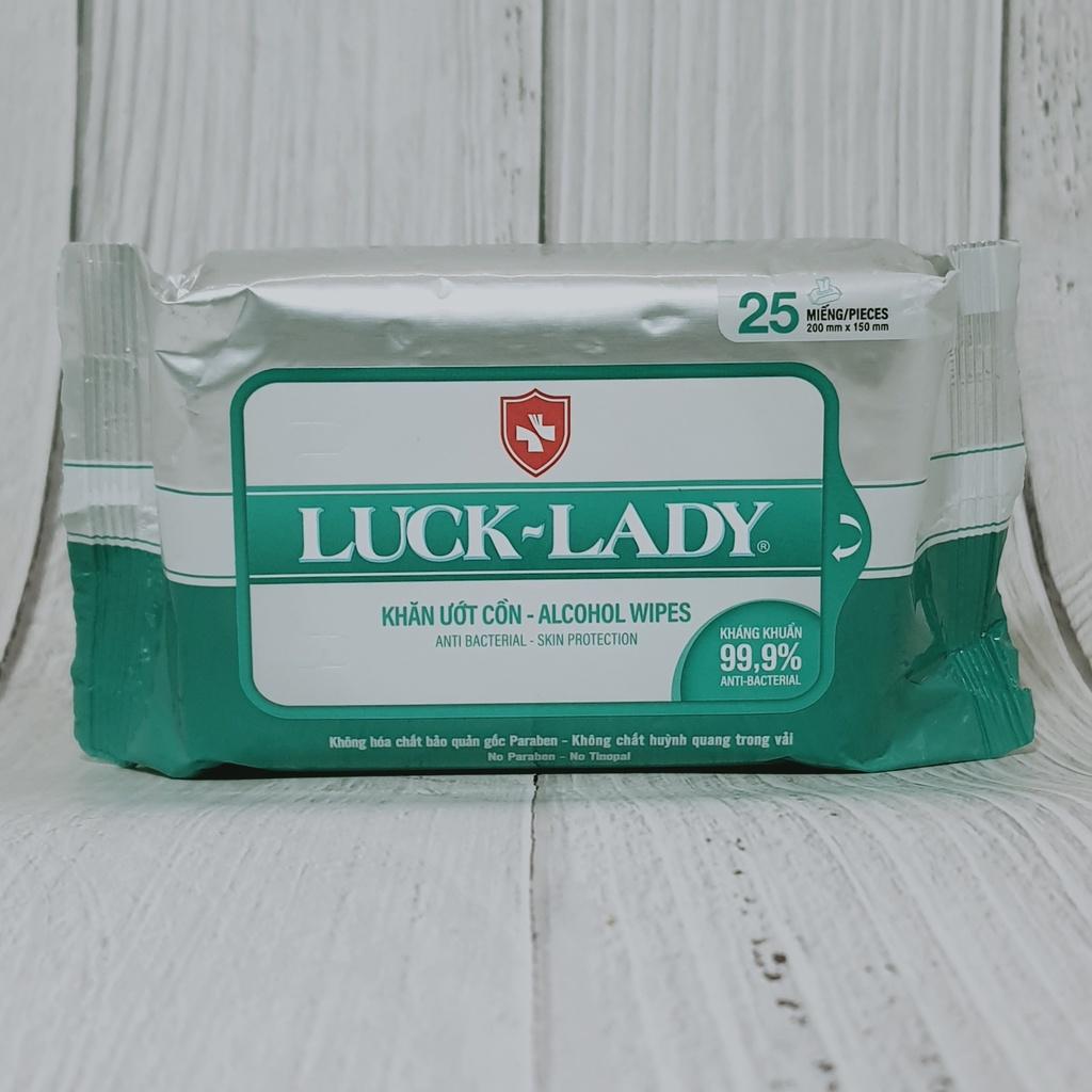 Khăn Ướt Cồn Luck Lady Lady Sạch Khuẩn Bảo Vệ Da 25 miếng Vệ Sinh Điện Thoại Dụng Cụ
