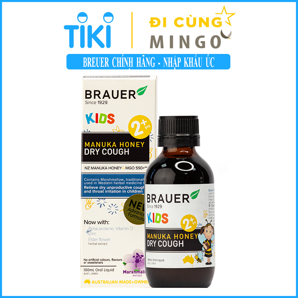 Brauer Dry Cough Giảm Ho Khan Dạng Lỏng Cho Bé Trên 2 Tuổi - nhập khẩu Úc