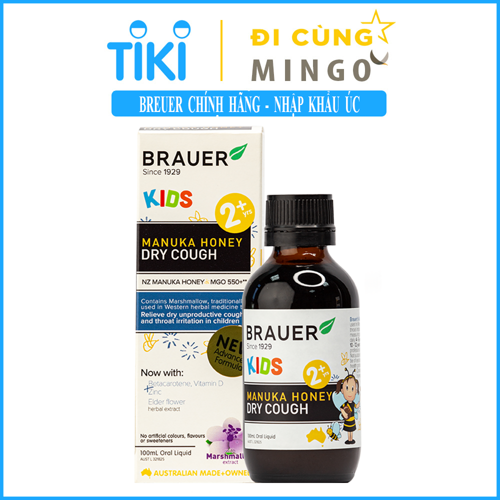 Brauer Dry Cough Giảm Ho Khan Dạng Lỏng ( 100 Ml ) Cho Bé Trên 2 Tuổi - nhập khẩu Úc